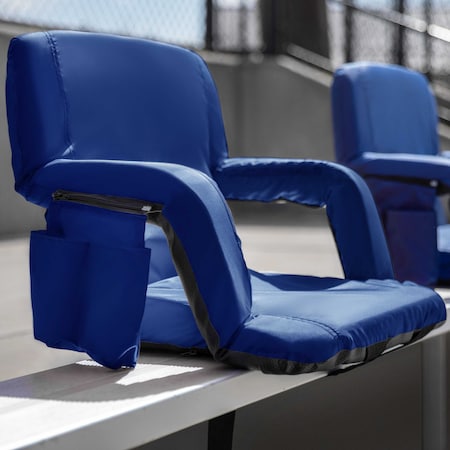 Blue Padded Reclining Stadium Chair With Armrests